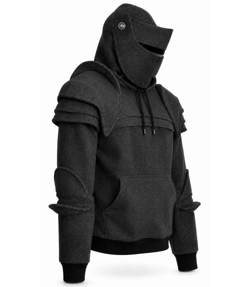 Sudadera Caballero Medieval con Capucha Armadura