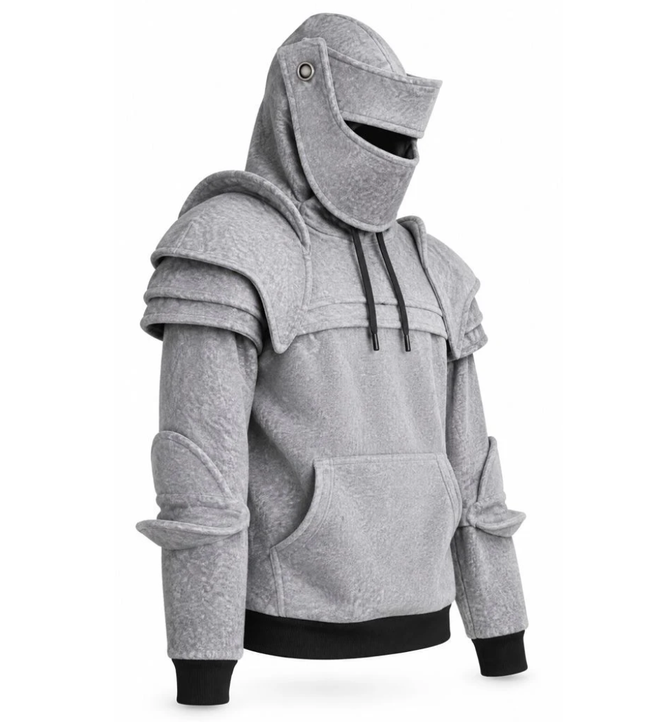 Sudadera Caballero Medieval con Capucha Armadura